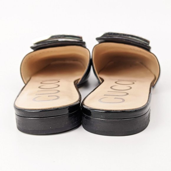 SOLD Gucci Black Patent Leather G Slide Mules - Picture 4 of 7